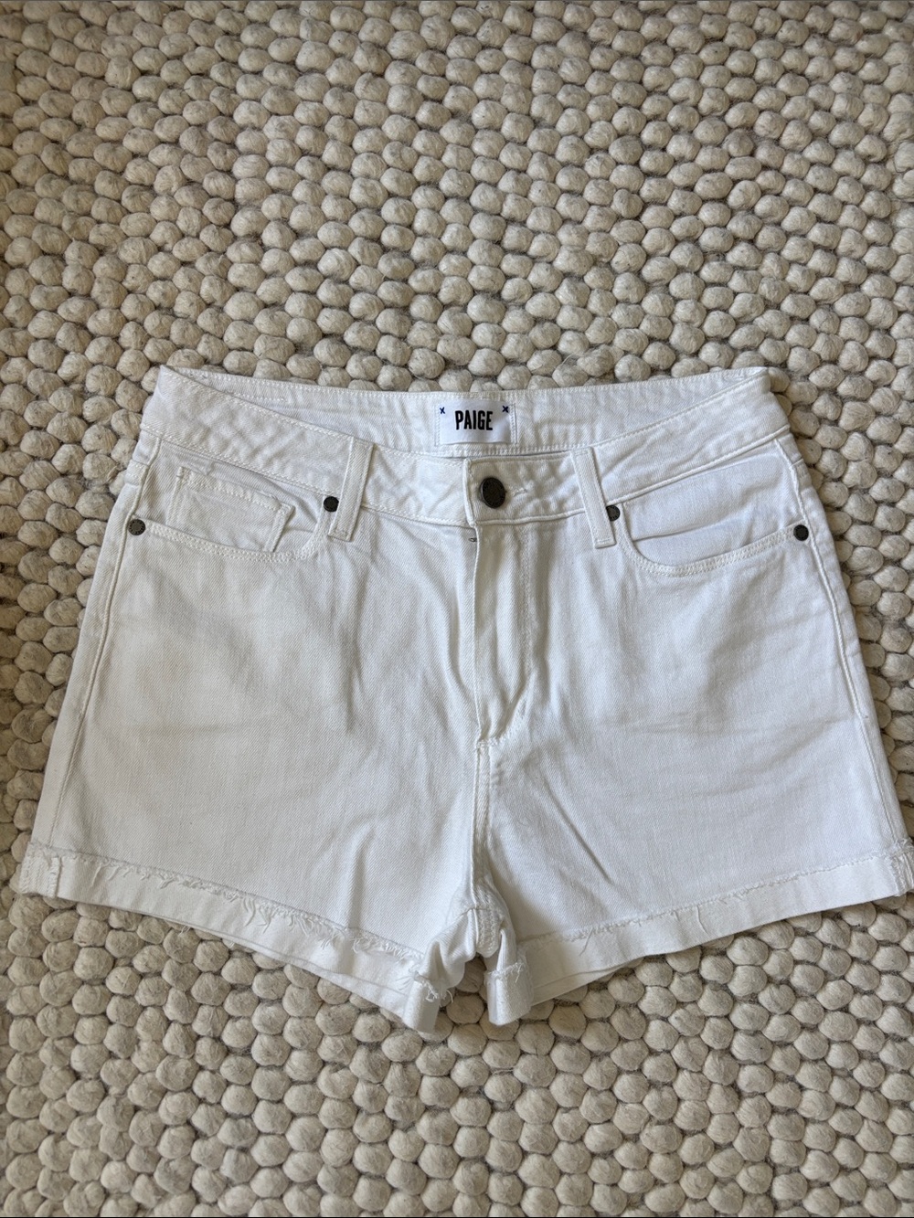 PAIGE White High-Rise Denim Shorts size 28